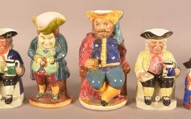 Five Various Polychrome-Glazed Toby Jugs.