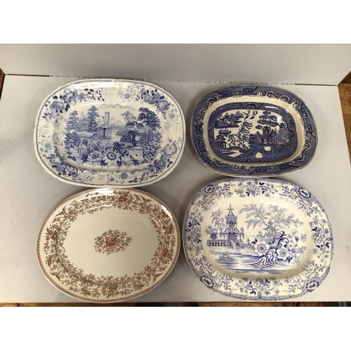 Four pottery meat platters including ‘Floral Scenery’ by Bar...