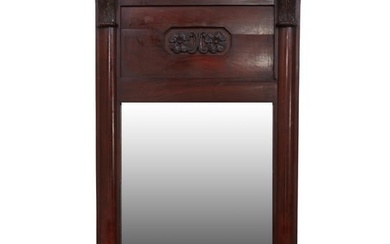 French Empire Carved Mahogany Mirror, early 19th c., H.- 58 in., W.- 24 1/2 in.
