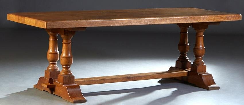 French Provincial Carved Oak Monastery Table, 19th c.