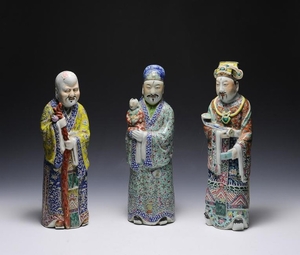 Fu, Lu & Shou (Sanxing) Porcelain Figures, 19th Century