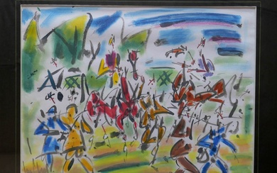 GEN PAUL (1895-1975) "Les cavaliers" Gouache et aquarelle signée en bas à gauche 49 x...