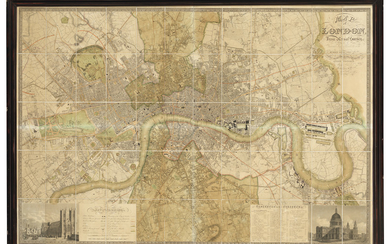 [GREENWOOD, Christopher (1786-1855) & John (fl. 1821-1840).] Map of London from Actual Survey Comprehending the various improvements to 1837. London: E. Ruff & Co., Hind Court, Fleet Street. 1837.