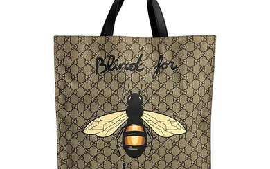 GUCCI Gucci GG Monogram Animalier Bee Leather 2way Tote Bag Handbag Shoulder Stowable Black 26170