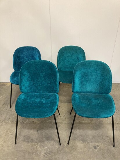 SOLD. GamFratesi: "Beetle". A set of four chairs upholstered with greenish velvet, black lacquered legs. Manufactured by Gubi. H. 88 cm. (4) – Bruun Rasmussen Auctioneers of Fine Art