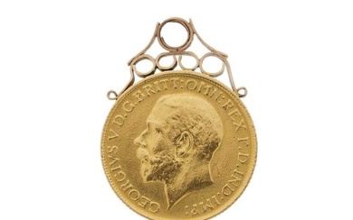 George V, a gold full sovereign coin pendant, dated 1913