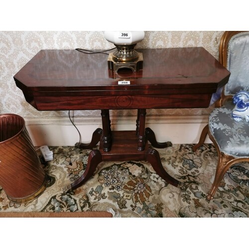 Georgian mahogany turn over leaf card table with rosewood st...