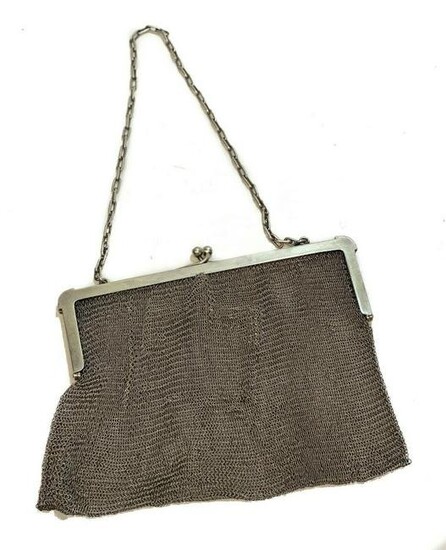 German Sterling Silver Chainmail Mesh Purse Handbag