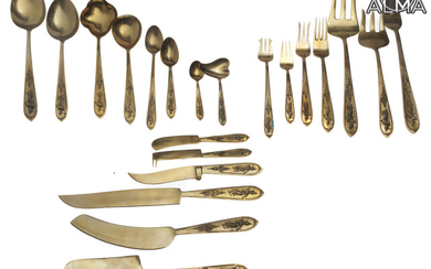 Gilded Bronze Cutlery Set Made in Thailand