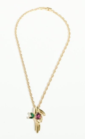 Givenchy Crystal Bird Pendant Necklace in Gold Brass