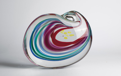 "Glass object Livio Seguso, Murano, 80s Colorless glass, freely formed. With mul...