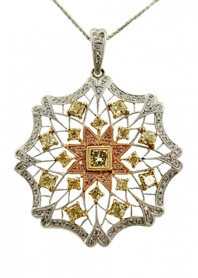 Gold, Yellow Diamond and Diamond Pendant