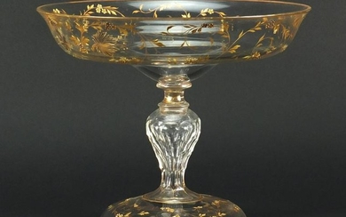 Good Imperial Russian glass tazza by Maltsev, finely