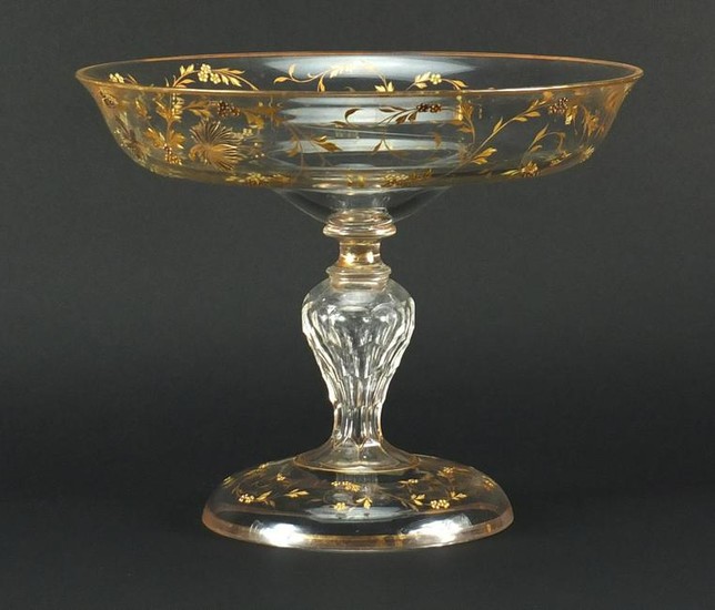 Good Imperial Russian glass tazza by Maltsev, finely