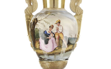 Grand vase en porcelaine de Paris, XIXe. h. 57,5 cm
