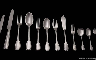 HENIN - MAGNIFICENT 188pc FRENCH STERLING SILVER FLATWARE SET, 1880s, FREE FEDEX