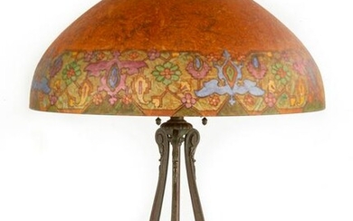 Handel Lamp with Reverse Painted Persian Design