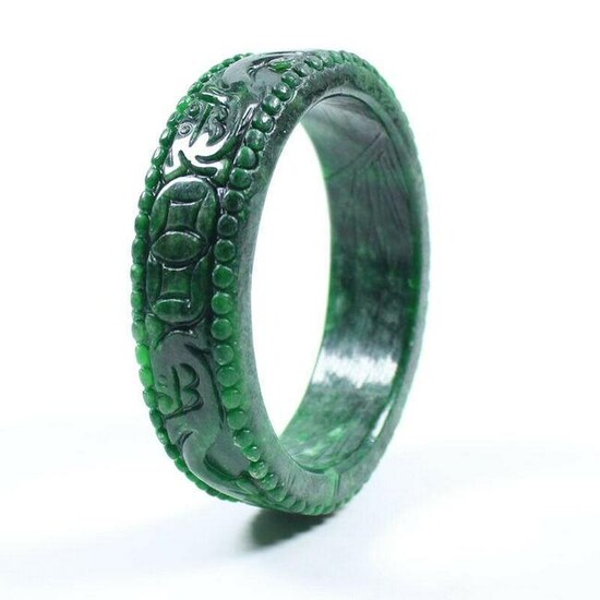 Handmade Chinese Green Jade Bracelet 60 mm