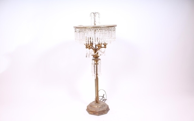 Hollywood Regency Crystal Prism Table Lamp