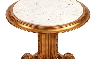 Italian Regency Carved Gilt Marble Cocktail Table