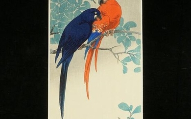 Ito Sozan Parrots Woodblock Print