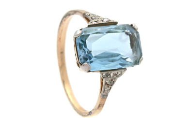 Jewellery Ring RING, 14K gold/platinum, aquamarine approx. 3,5 ct,...