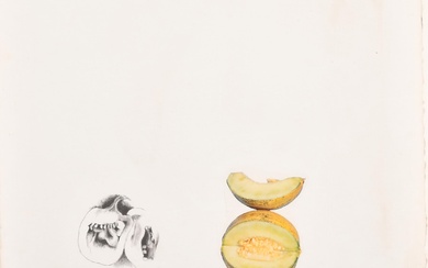Jim Dine (1935-) Américain. Vegetables 7", lithographie et collage, signée, portant la mention "proof" et...