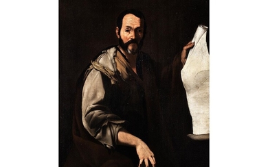 Jusepe de Ribera, genannt „lo Spagnoletto“, 1588/91 Xàtiva/ Valencia – 1652 Neapel, und Werkstatt, BILDNIS DES PHILOSOPHEN THALES MIT PAPIERROTULUS