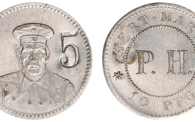 Kiau Chau - German Occupation nickel-plated brass 10 Pfennig Token...