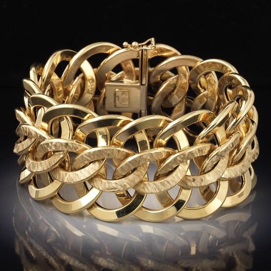 Ladies' Vintage Italian Gold Fancy Links Wide Bracelet