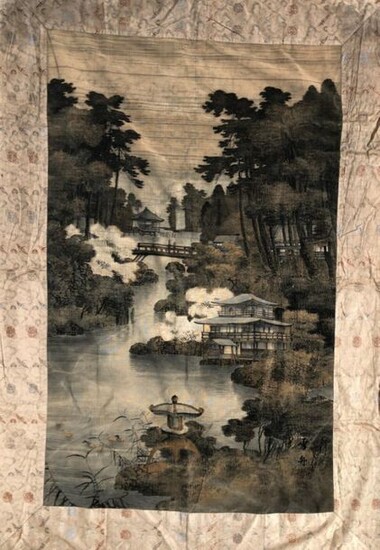 Lake landscape painting, Japan, early 20th century