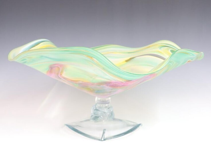 Large Art Glass Compote