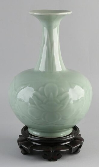 Large Chinese porcelain vase with green celadon glaze