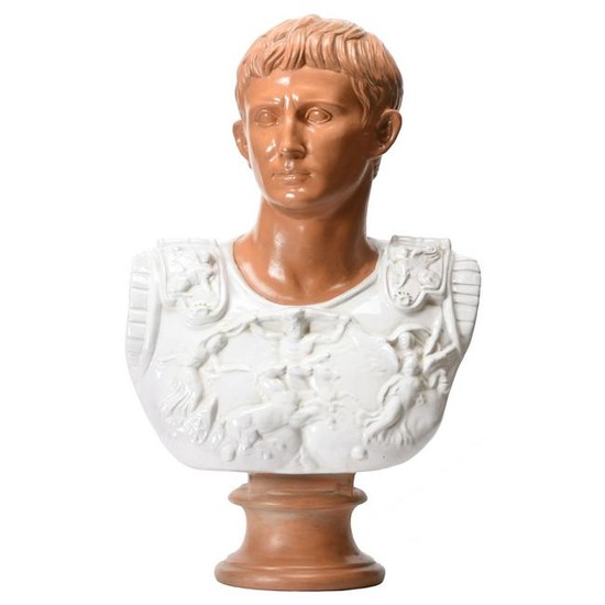 Large Italian Terracotta Sculpture Bust of Augustus