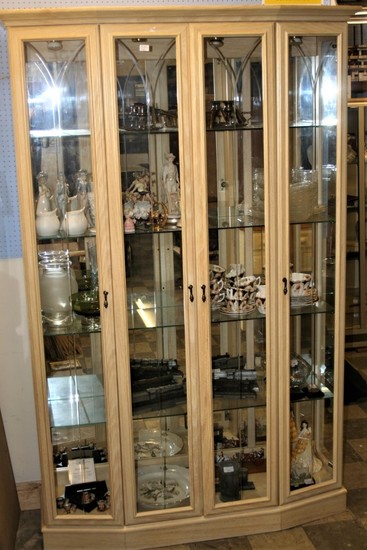 Large modern Stag lightwood and glass display cabinet with i...