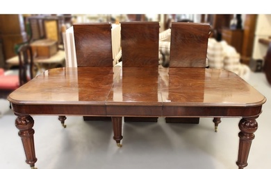 Large reproduction mahogany pull-out extending dining table ...