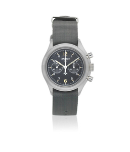 Lemania. A stainless steel manual wind military chronograph wristwatch issued to the Royal Navy
