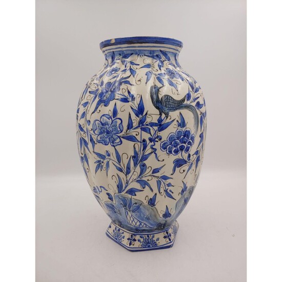 Lg 18th Century Delft Blue and White Vase