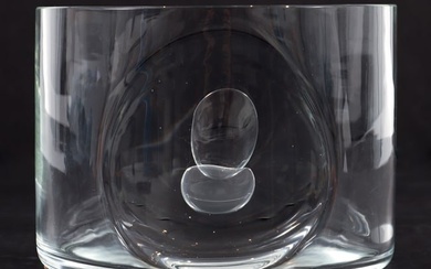 Livio Seguso Designed Modern Glass Bowl with Bubbles