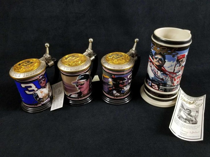 Lot of 4 Dale Earnhardt Collectible Tankards