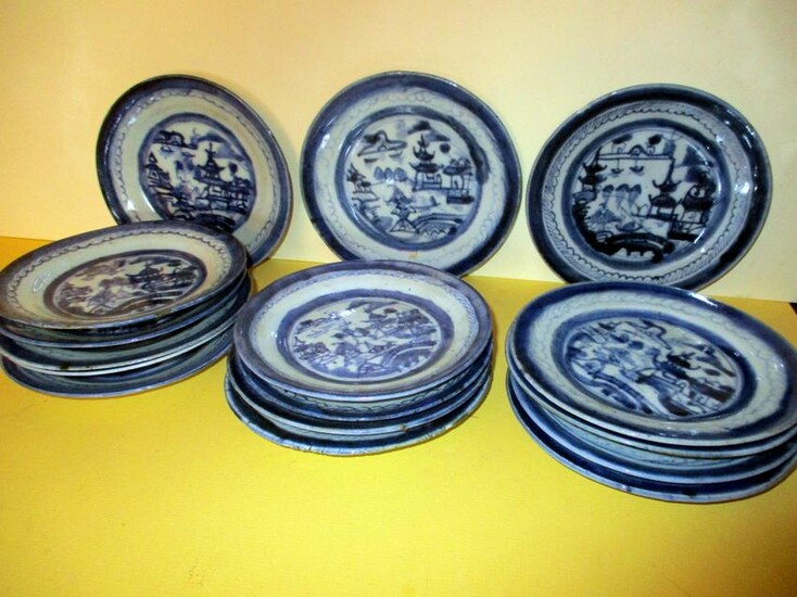 Lot of Antique Chinese Canton Bread Plates