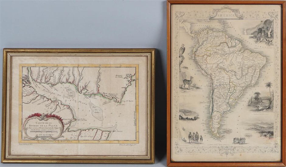 MAP OF BUENOS AIRES BY NICHOLAS BELLIN, CIRCA 1770, WITH LATE 19TH CENTURY MAP OF SOUTH AMERICA