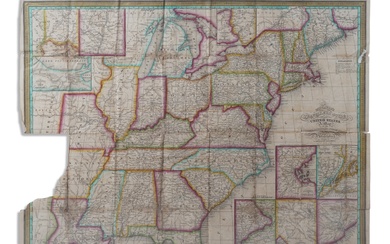 MITCHELL'S TRAVELLERS GUIDE THROUGH THE UNITED STATES, 1834 Map: 22 x 17 1/2 in. (55.9 x 44.5 cm.), Book: 5 1/8 x 3 1/8 in. (13 x 7.9 cm.)