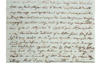 MORRIS, Robert (1734-1806). Autograph letter signed ("Robt. Morris") as United States Senator.
