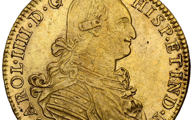 Mexico: , Charles IV gold 8 Escudos 1805 Mo-TH AU58 NGC,...