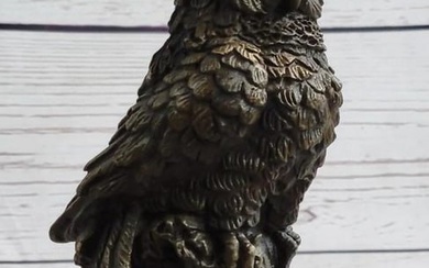 Miniature Owl Bird Bronze Sculpture Bookend - 6" x 3"