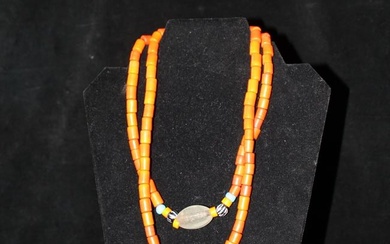 NATURAL STONE DOUBLE STRAND CORAL NECKLACE 18" LONG