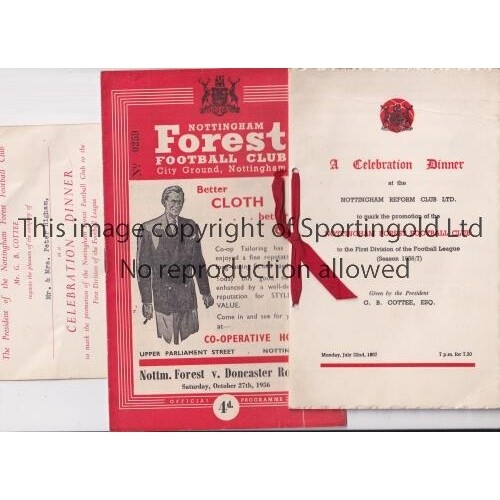 NOTTINGHAM FOREST Menu and Invitation to player Peter Hi...