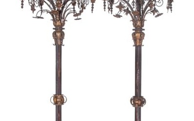 Neoclassical Style Wrought Iron Torchiere Lamps