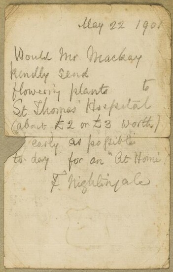 Nightingale (Florence) Autograph Letter signed to Mr